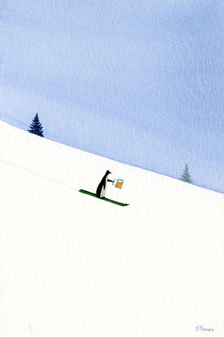 Beer and Skis (green skis)