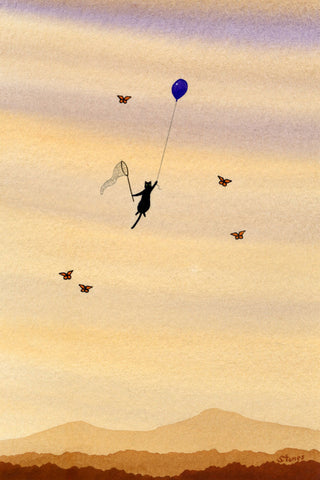 Black Cat and Butterflies