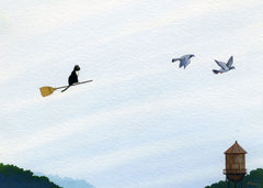 Cat Pursues Pigeons