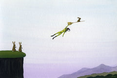 Rabbit Stealing Broomstick